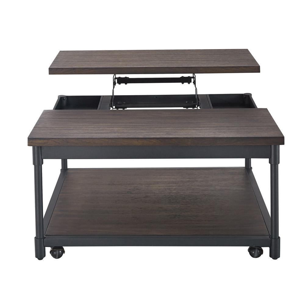 Start2Finish Prescott Lift-Top Square Cocktail Table showing a modern wooden furniture piece with a lift-top design and square shape.