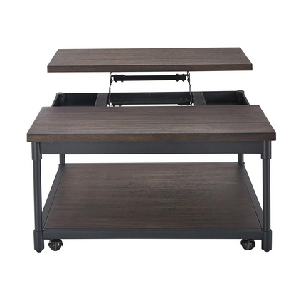 Start2Finish Prescott Lift-Top Square Cocktail Table showing a modern wooden furniture piece with a lift-top design and square shape.