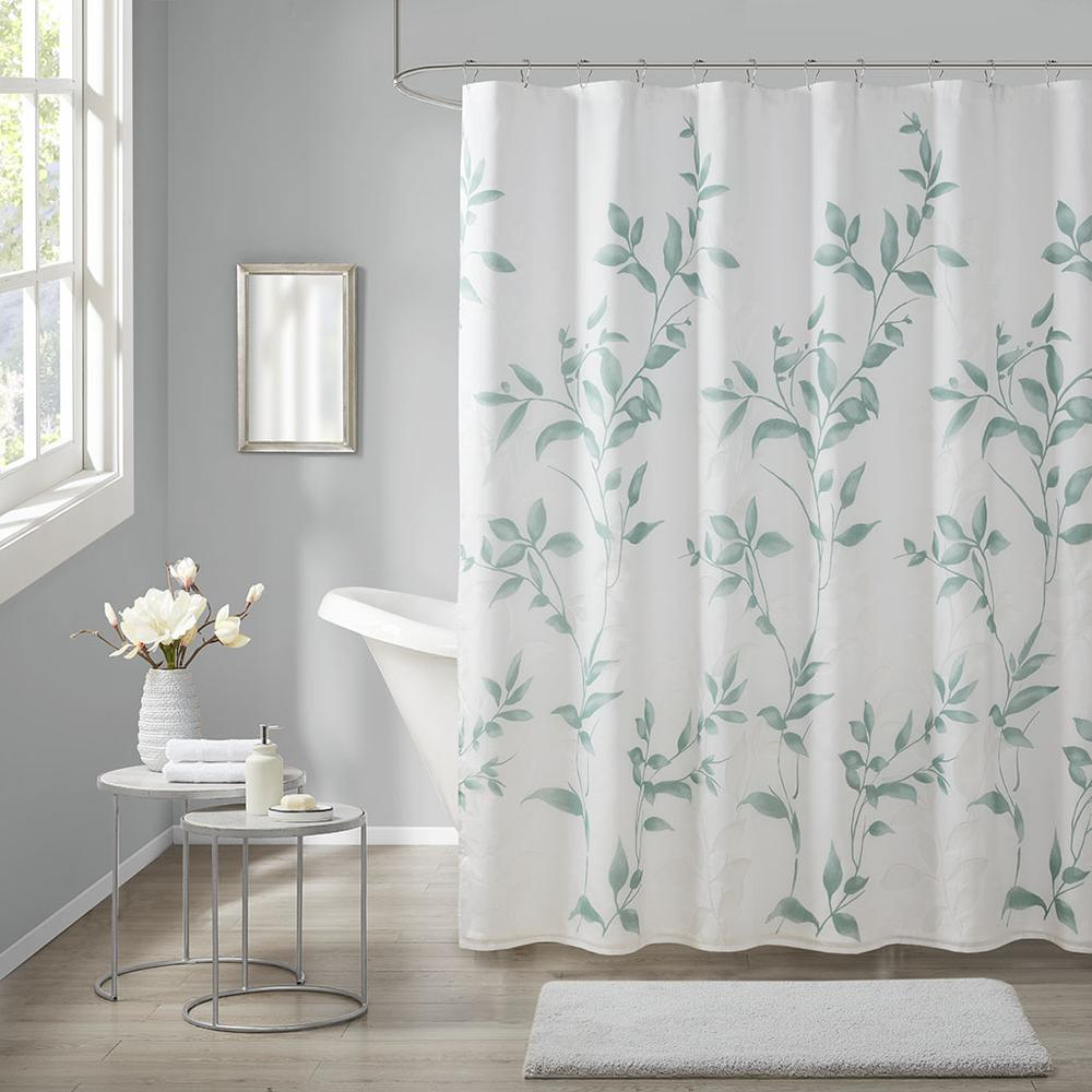 Start2Finish burnout printed shower curtain with bold, abstract black and white design for modern bathroom decor.