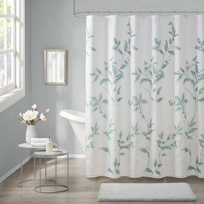 Start2Finish burnout printed shower curtain with bold, abstract black and white design for modern bathroom decor.