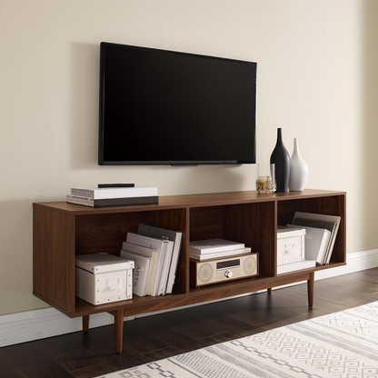 Liam large record player stand by Start2Finish with vinyl storage compartments and a sturdy wooden design.