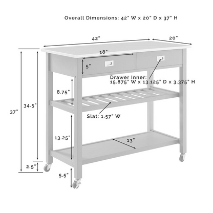 Stainless steel top kitchen island cart by Start2Finish, featuring a modern design and ample storage space for kitchen use.