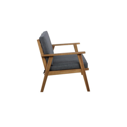 Start2Finish Cole outdoor 4-piece chat set with grey cushions, including sofa, chairs, and table for outdoor seating.