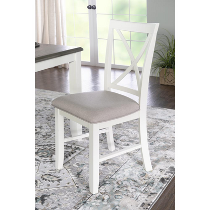 Start2Finish Jane Grey side chair with wooden legs and upholstered fabric seat, modern furniture piece for dining or living spaces.
