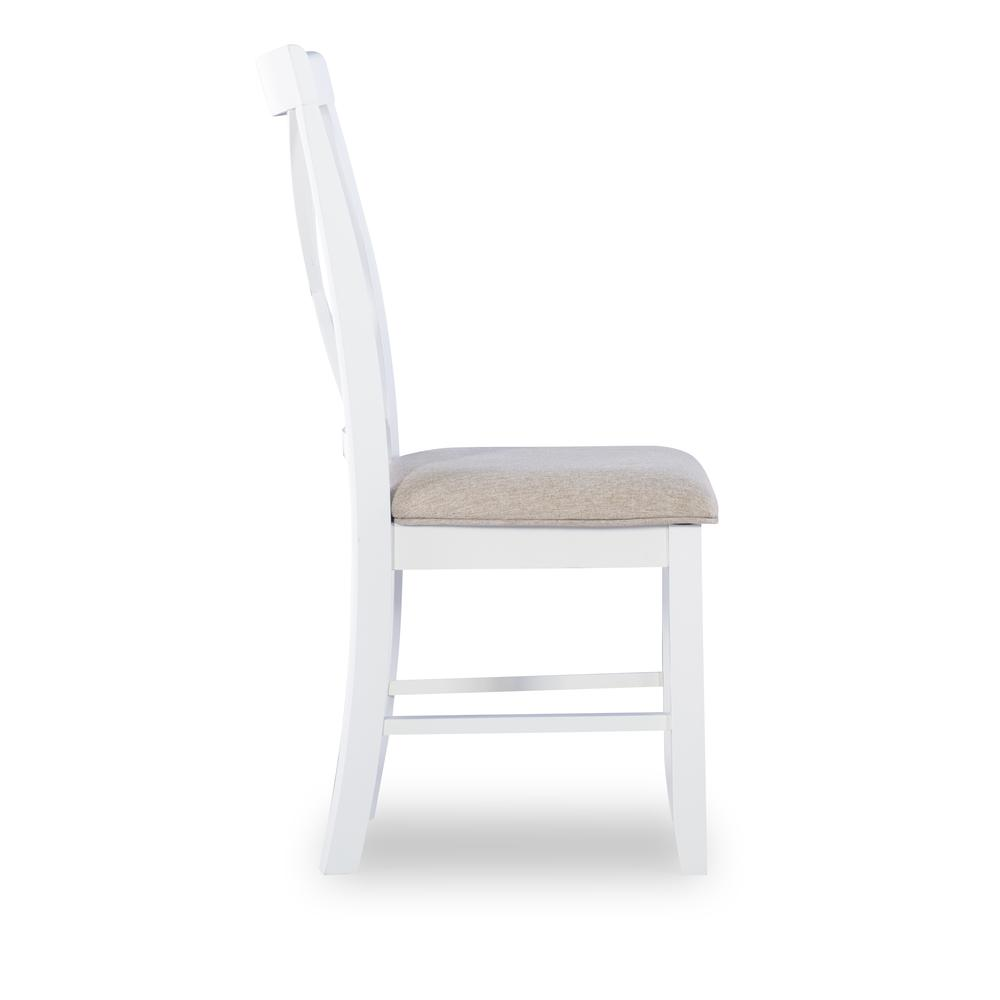 Start2Finish Jane Brown Side Chair with wooden legs and upholstered fabric seat, shown from a side angle.