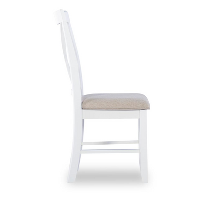 Start2Finish Jane Brown Side Chair with wooden legs and upholstered fabric seat, shown from a side angle.
