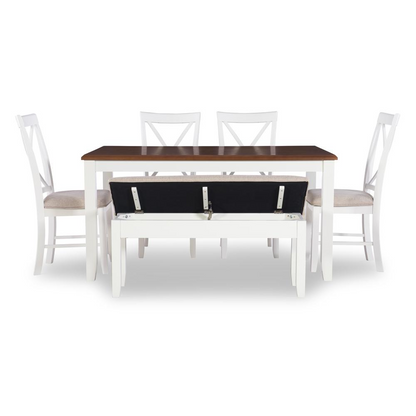 Jane Brown 6-piece dining set by Start2Finish, includes a table and six matching chairs with wooden finish and cushioned seats.