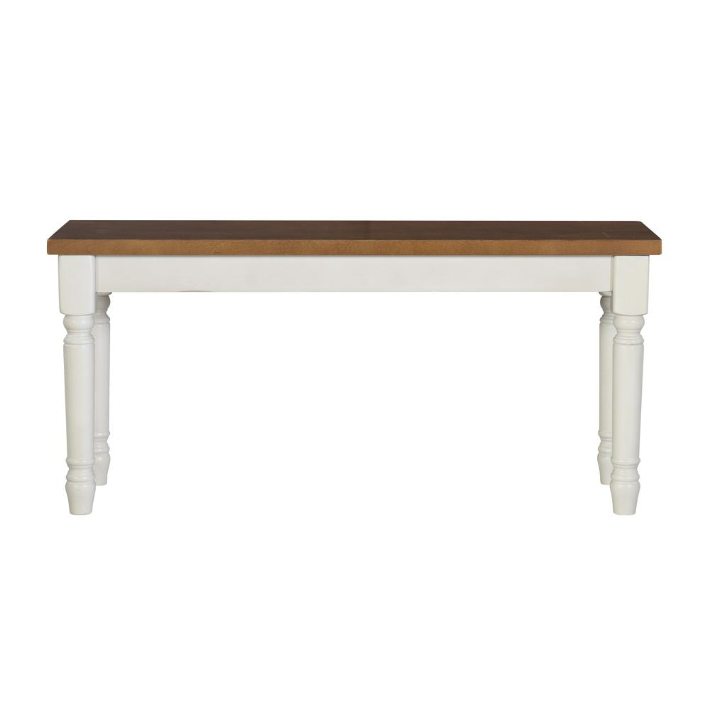 Brown Willow bench from Start2Finish furniture with a wooden seat and sturdy metal legs, ideal for indoor or outdoor use.