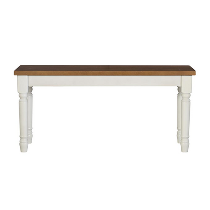 Brown Willow bench from Start2Finish furniture with a wooden seat and sturdy metal legs, ideal for indoor or outdoor use.