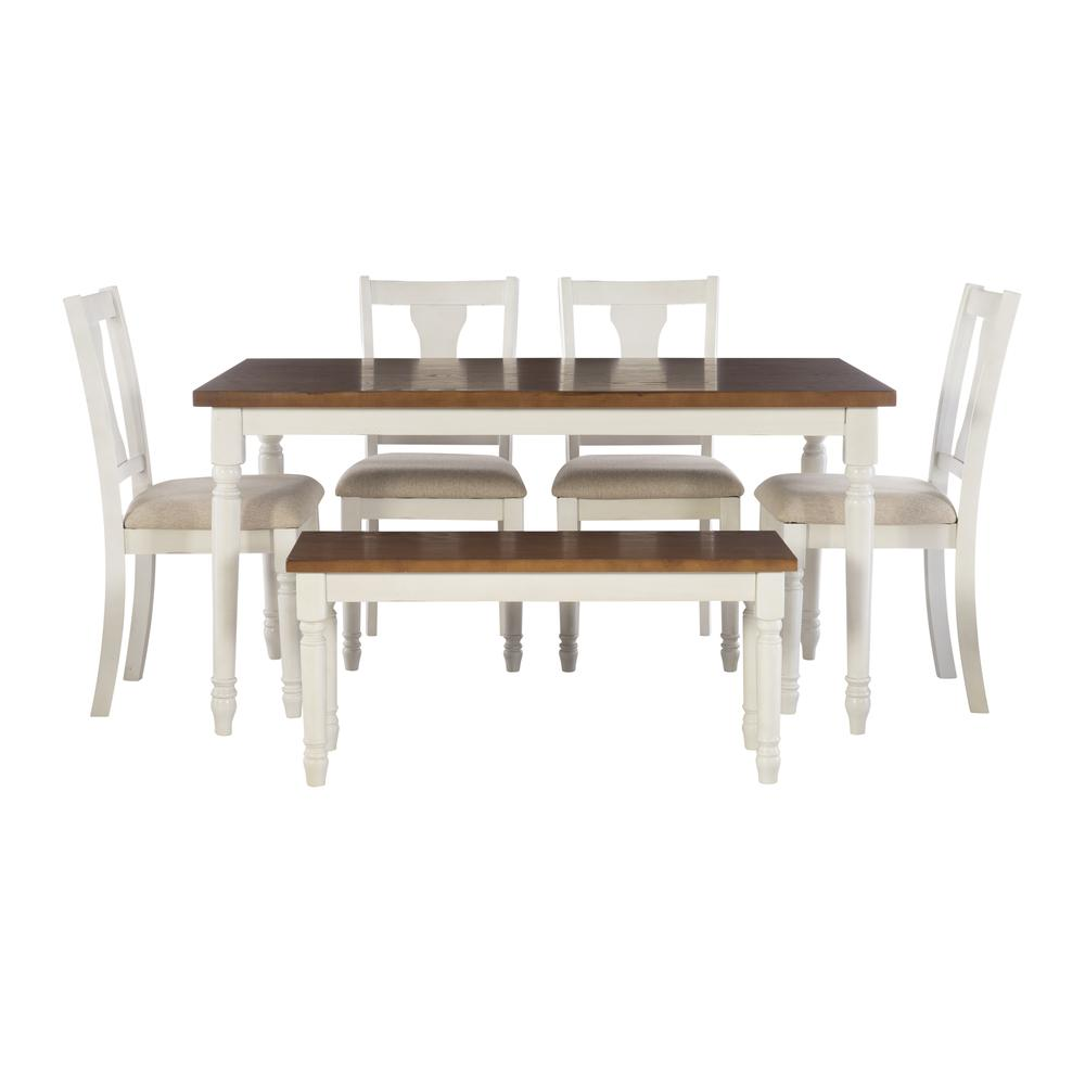 Willow 6-piece brown dining set by Start2Finish, including a table and chairs, made of wood with a classic design.