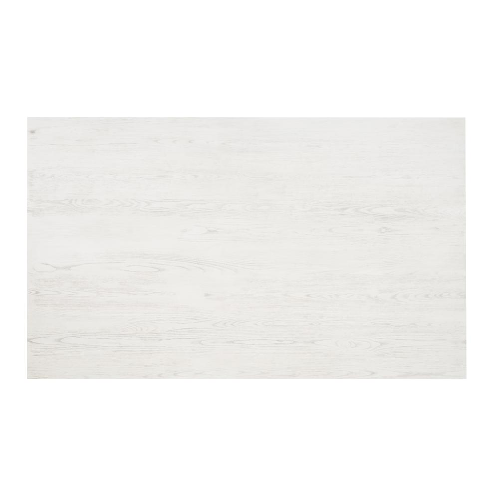 Distressed white Turino dining table by Start2Finish, showcasing a rustic wooden surface and sturdy legs in a modern farmhouse style.