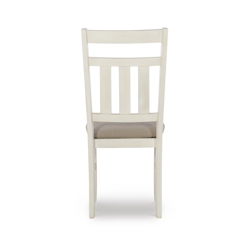 Distressed white Turino side chair from Start2Finish, showcasing a rustic wooden furniture piece with a weathered finish.