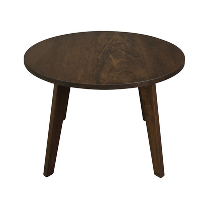 Genuine Cherry 24-inch round coffee table by Start2Finish, made of solid American cherry wood with an antique cherry finish.