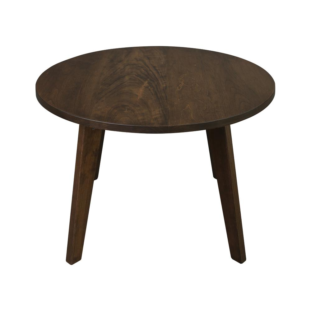 Genuine Cherry 24-inch round coffee table made of solid American cherry wood with antique cherry finish, from Start2Finish furniture.