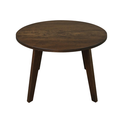 Genuine Cherry 24-inch round coffee table by Start2Finish, made of solid American cherry wood with antique cherry finish.