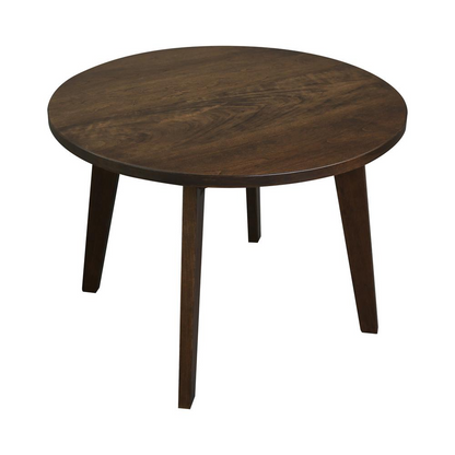 Genuine Cherry 24-inch round coffee table by Start2Finish, made of solid American cherry wood with antique cherry finish.
