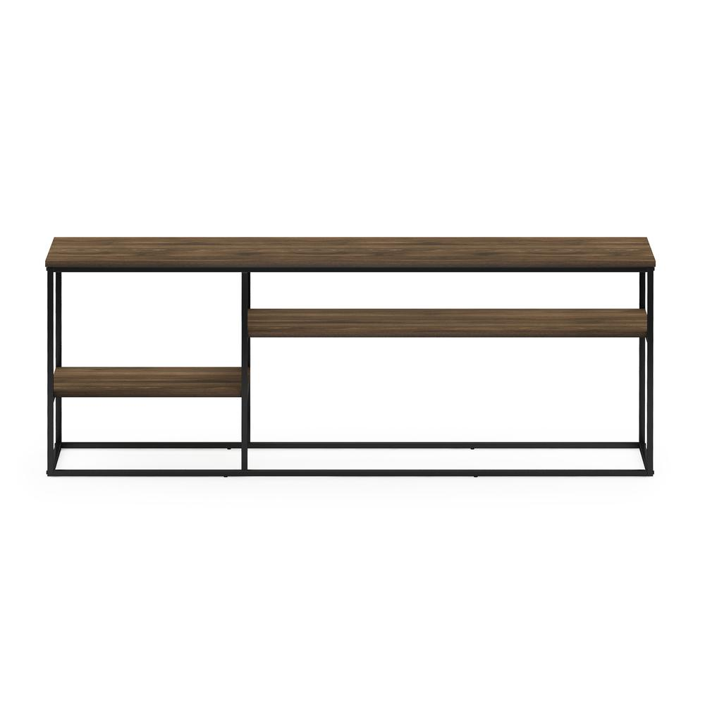Furinno Moretti modern lifestyle TV stand for 65-inch TVs in Columbia Walnut finish, featuring sleek wood design and storage compartments.