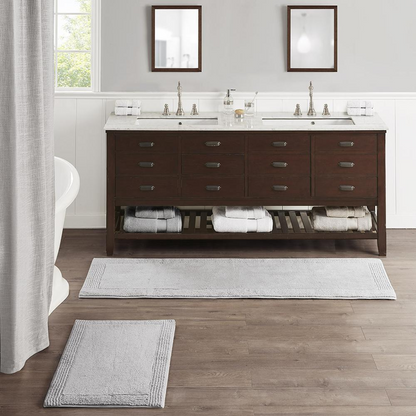 Start2Finish 100% cotton tufted reversible bath rug with 3000GSM, plush and absorbent for bathroom use.