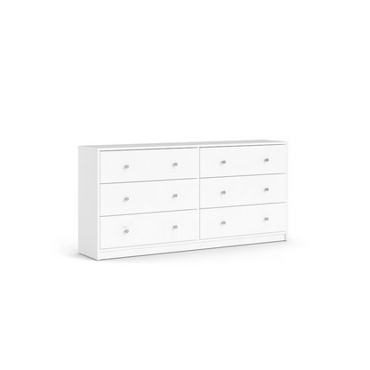 White Portland 6 Drawer Double Dresser by Start2Finish showing sleek furniture with six spacious drawers and modern design.