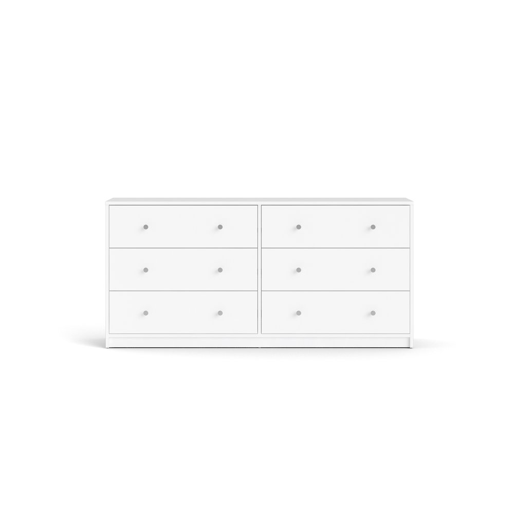 White Portland 6 Drawer Double Dresser by Start2Finish showing spacious drawers and clean modern furniture design.