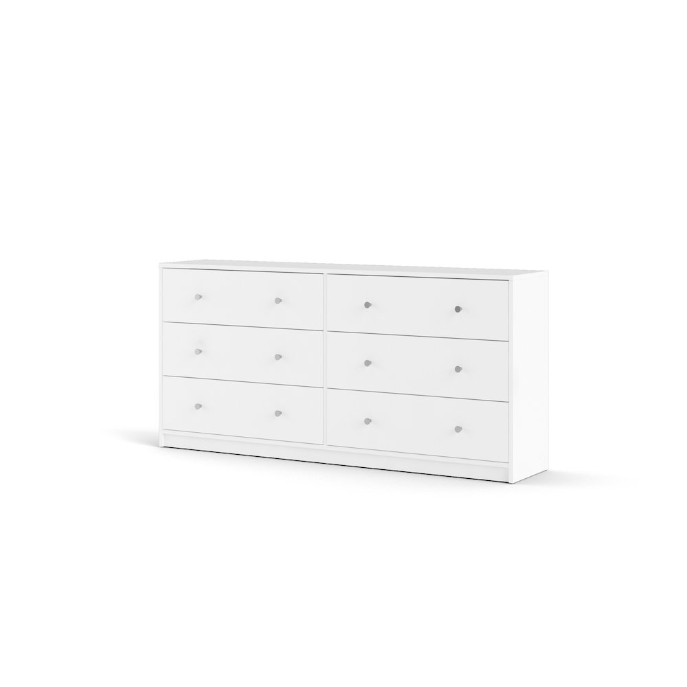 White Portland 6 Drawer Double Dresser by Start2Finish, showcasing sleek furniture with six spacious drawers and modern design.