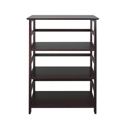 Start2Finish Soho Manhattan 4-shelf espresso bookcase with sturdy wood shelves and a modern design, measuring 26 inches wide.