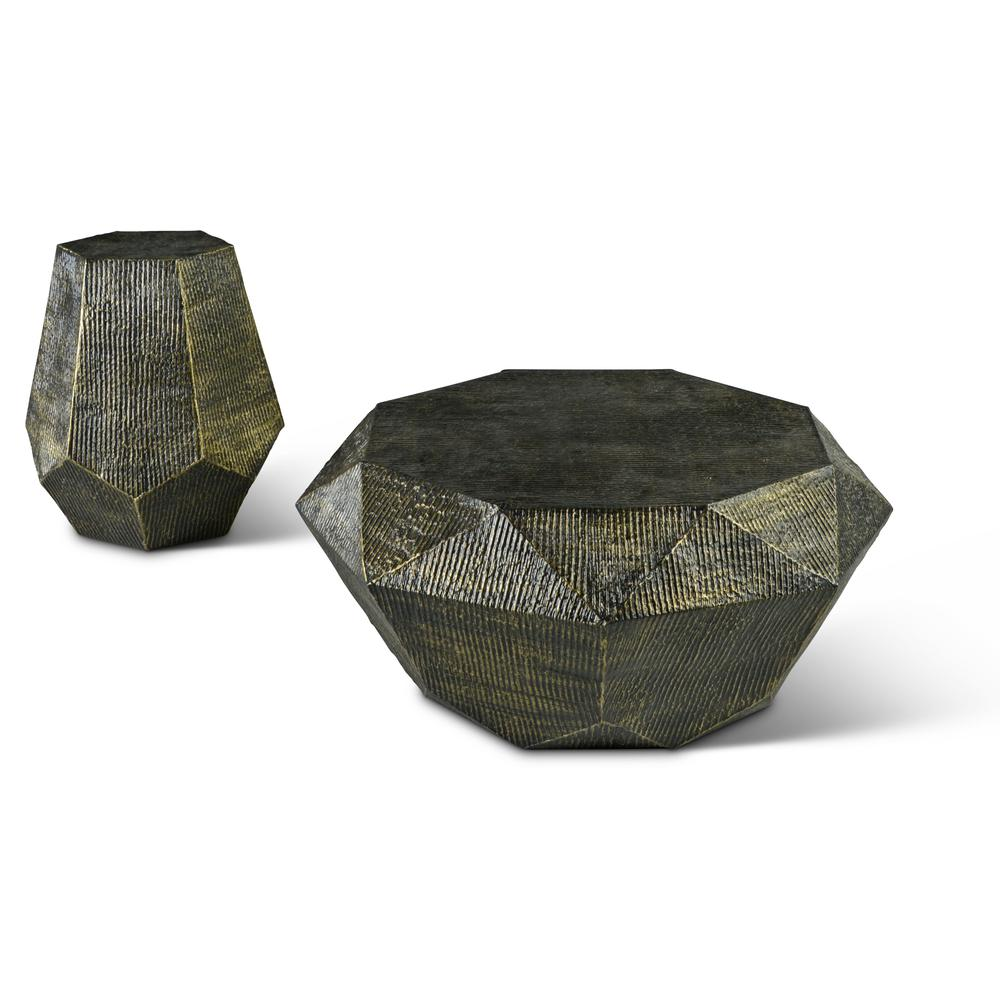 Start2Finish Donato hexagon end table with wooden top and metal legs, modern accent piece for living room or bedroom decor.