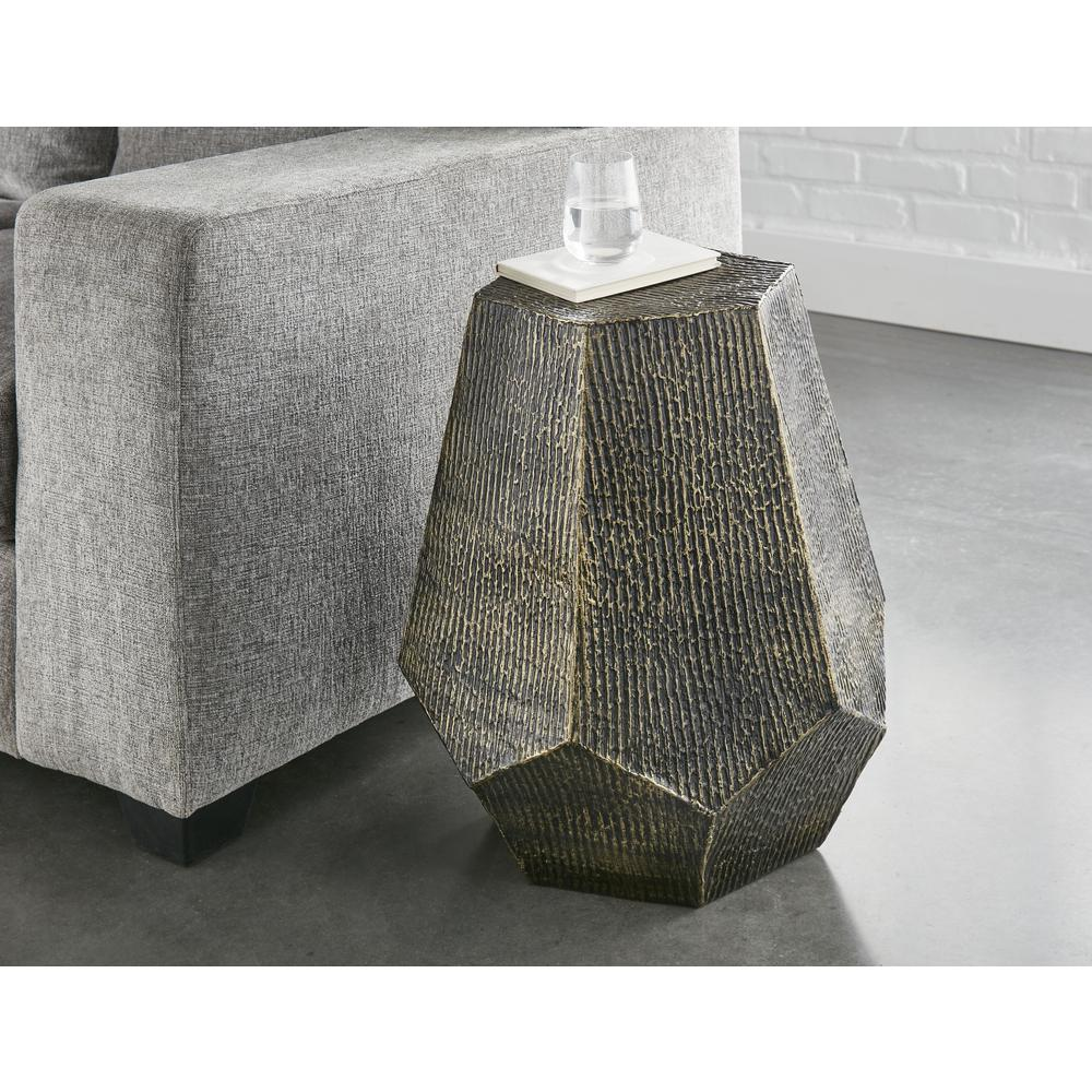 Donato Hexagon End Table by Start2Finish featuring a modern hexagon-shaped wooden surface and sleek metal legs.