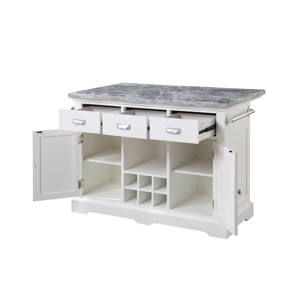 Start2Finish Zermatt Kitchen Island featuring a sturdy wooden surface and storage cabinets for modern kitchen organization.