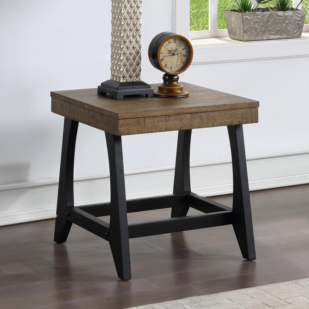 Start2Finish Ralston End Table with wooden top and metal legs, modern accent piece for living room or bedroom decor.