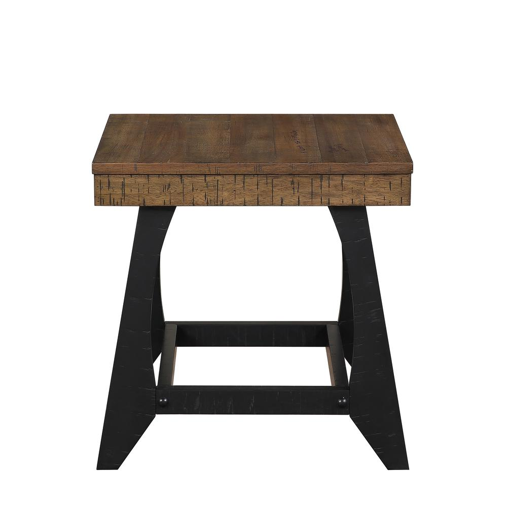 Start2Finish Ralston End Table with wooden top and black metal legs, modern design, suitable for living room or bedroom.