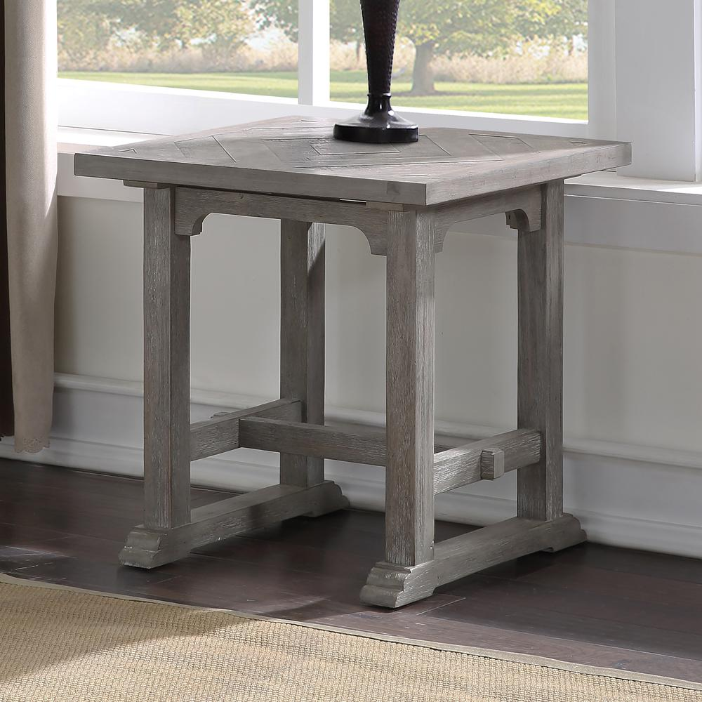 Start2Finish Whitford End Table with wooden surface and metal legs, modern design for living room or bedroom decor.