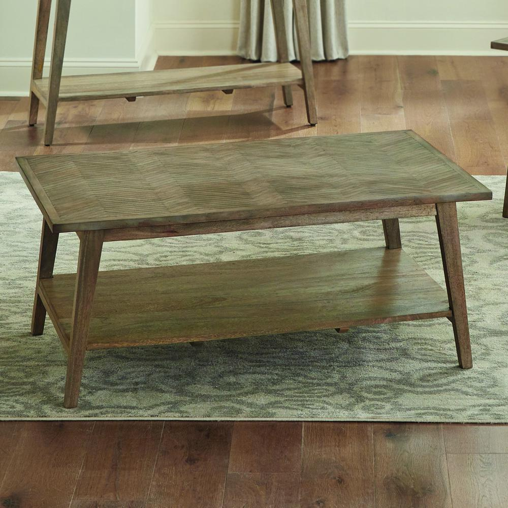 Start2Finish Milani Rectangle Cocktail Table with a sleek wooden surface and sturdy metal legs for modern living room decor.