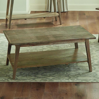 Start2Finish Milani Rectangle Cocktail Table with a sleek wooden surface and sturdy metal legs for modern living room decor.