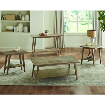 Milani Rectangle Cocktail Table by Start2Finish with a sleek wooden surface and sturdy metal legs in a modern design.
