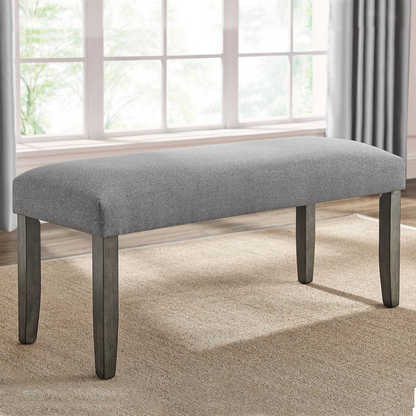 Start2Finish Emily backless bench with wooden legs and upholstered seat, ideal for entryways or living rooms.