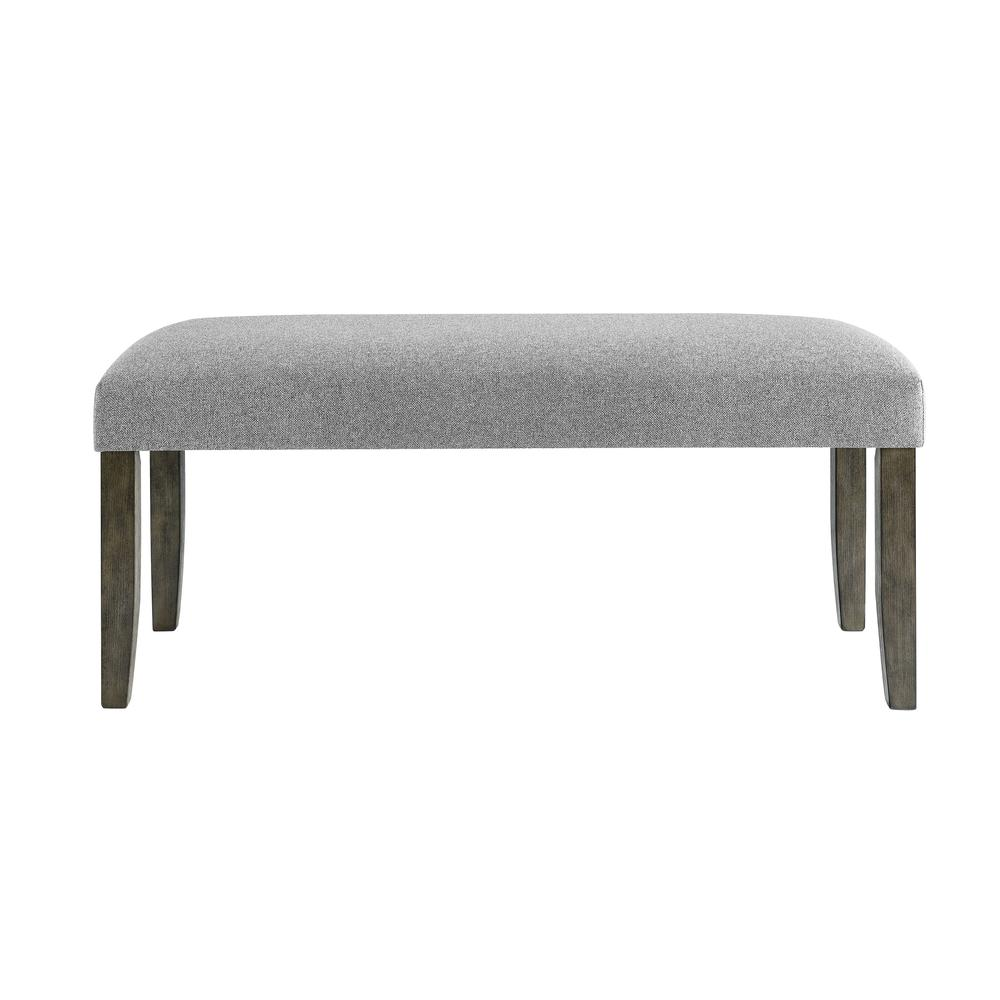 Start2Finish Emily Backless Bench with wooden legs and cushioned seat, ideal for entryways or living rooms.