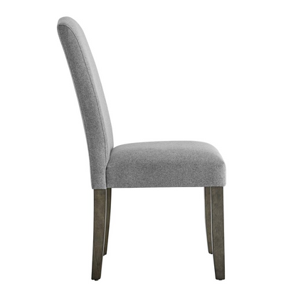 Start2Finish Emily dining side chair with wooden frame and cushioned seat, shown in a modern, neutral-toned setting.