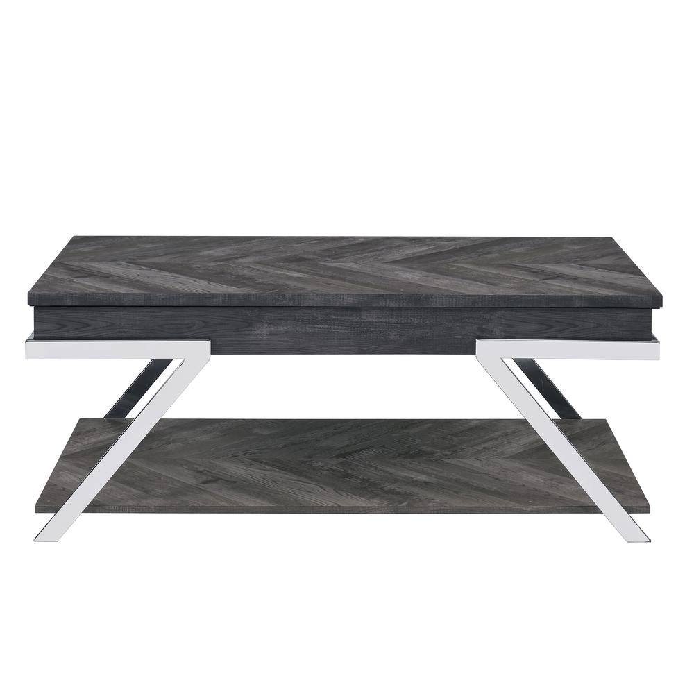 Start2Finish Roma Lift Top Cocktail Table with wood finish and open storage compartment, ideal for living room use.