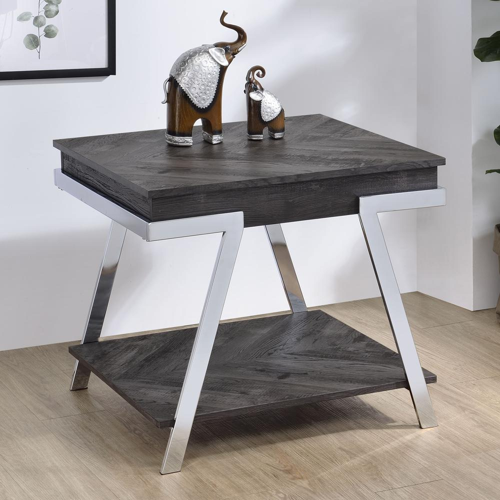 Start2Finish Roma End Table with wood finish, featuring a sleek round top and modern design for living room decor.