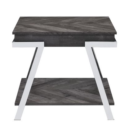 Start2Finish Roma end table with a sleek wooden surface and modern design, shown in a well-lit living room setting