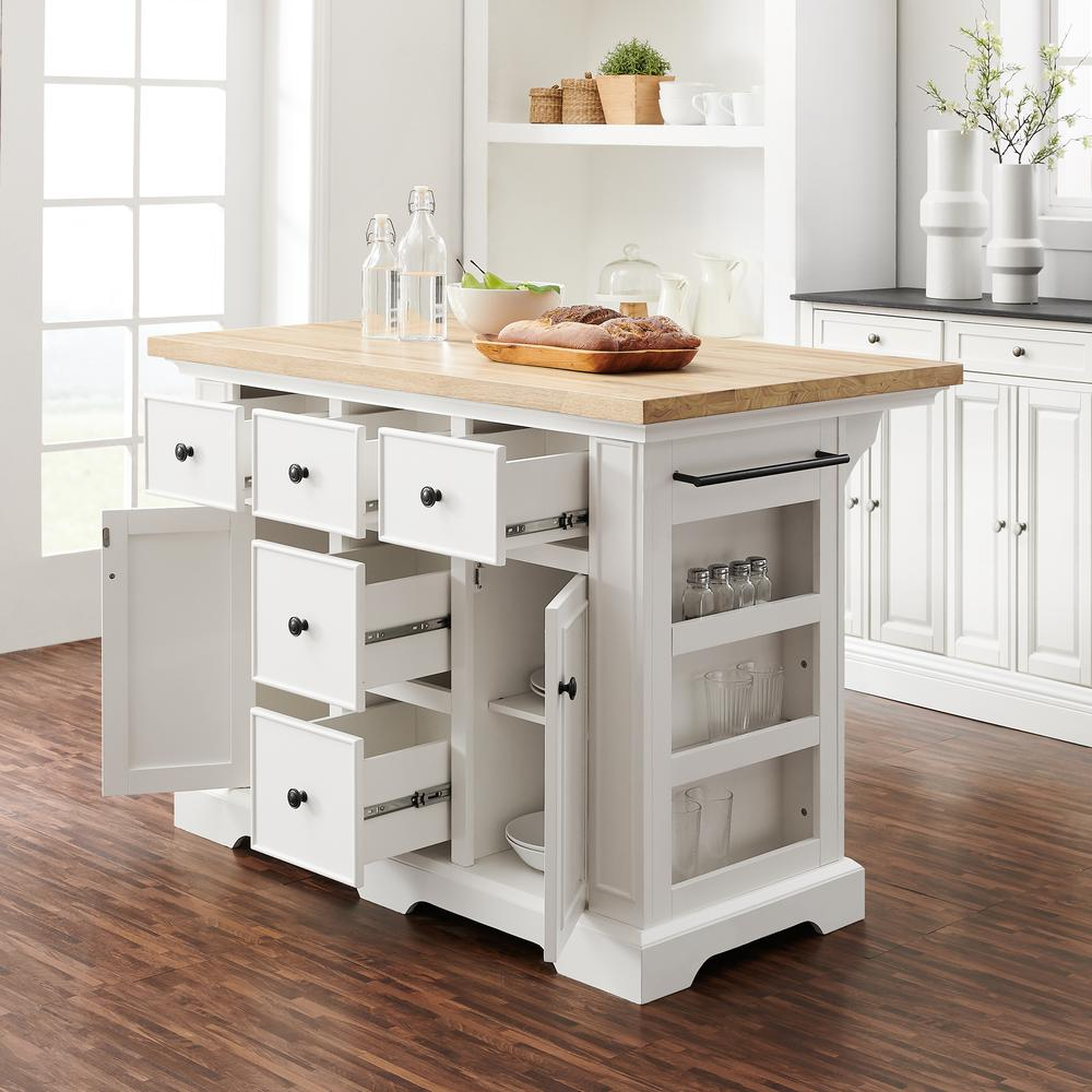 Start2Finish Julia Wood Top Kitchen Island with spacious surface and sturdy wooden construction for versatile kitchen use.