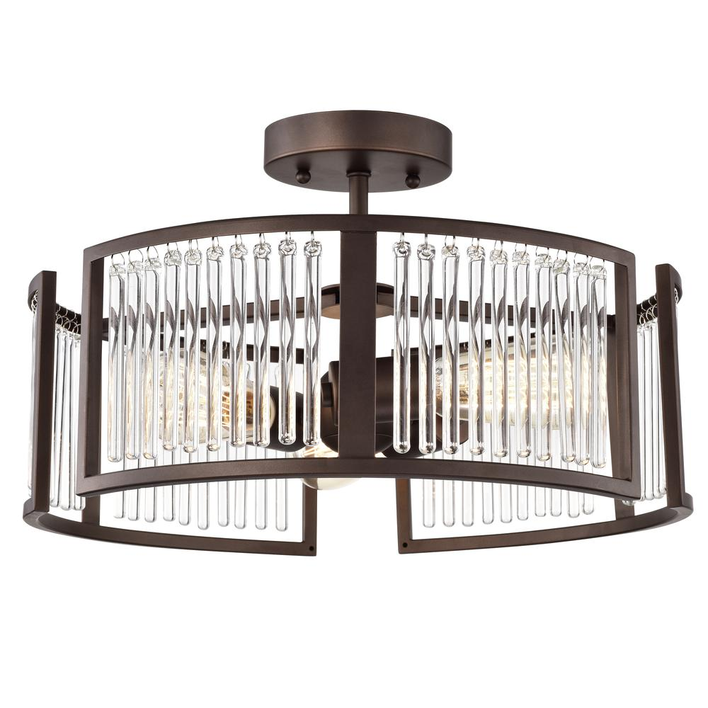 Chloe Lighting Frey 3-light semi-flush ceiling fixture in oil-rubbed bronze with 16-inch width, modern transitional design