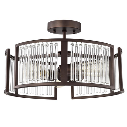 Chloe Lighting Frey 3-Light Oil Rubbed Bronze Semi-Flush Ceiling Fixture, 16-inch wide with elegant transitional design.
