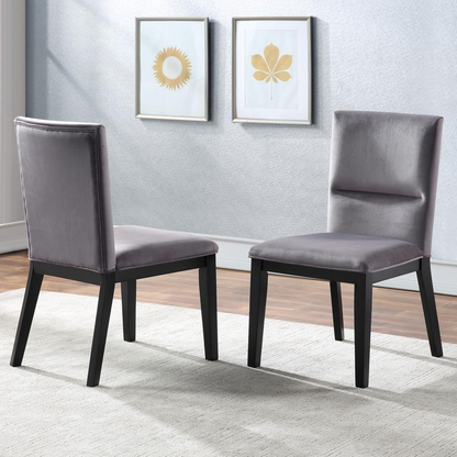 Grey Amalie Side Chair by Start2Finish with wooden legs and cushioned seat, modern and stylish for dining or accent use.