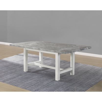 Start2Finish Canova Gray Marble Top Dining table with sleek marble surface and modern wooden legs.