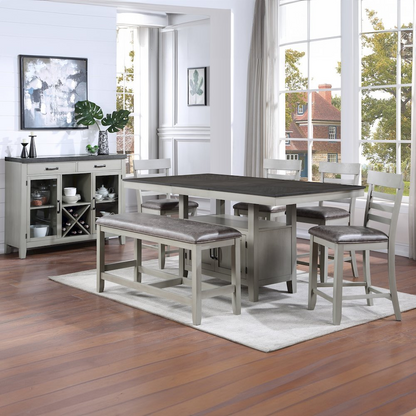 Start2Finish Hyland 7-piece dining set with server, featuring wooden table and matching chairs for elegant dining room decor.