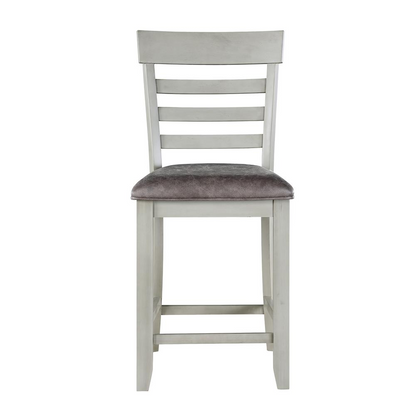 Gray Hyland Counter Chair by Start2Finish, showing a modern upholstered furniture piece with a sturdy metal frame.