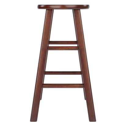 Pair of Element Counter Stools from Start2Finish in walnut finish, featuring modern wooden design and sturdy metal legs.