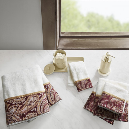 Start2Finish 6-piece Jacquard bath towel set featuring soft, plush towels with elegant woven patterns, perfect for everyday use.